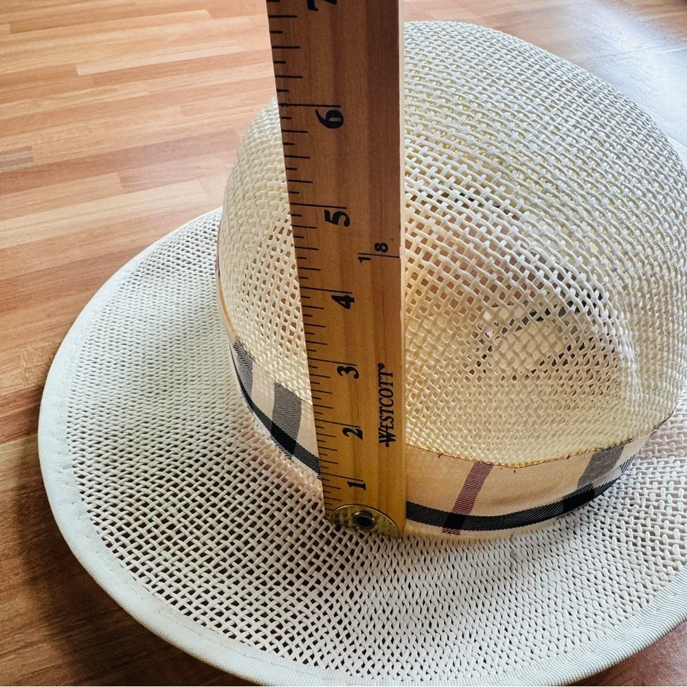 Summer hat with plaid trim - Picture 10 of 13